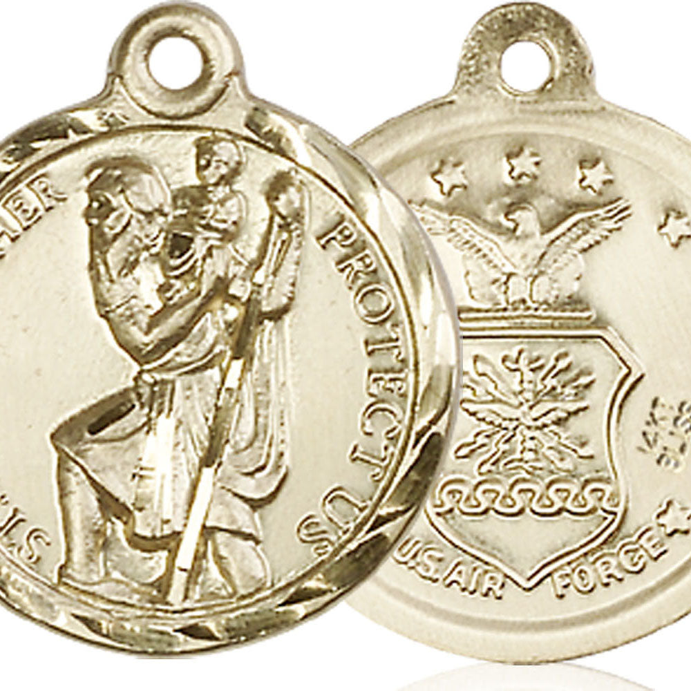 14kt Gold Saint Christopher / Air Force Pendant - 0192KT1