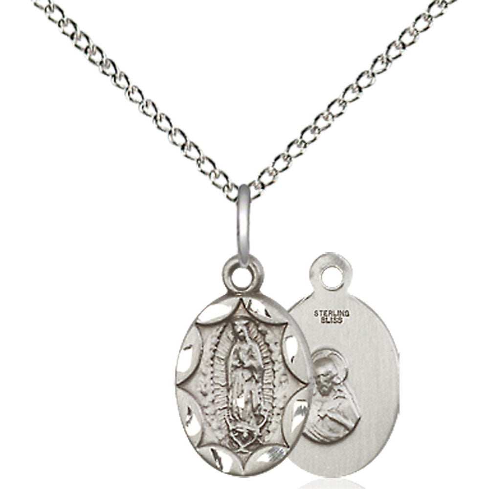 Sterling Silver Our Lady of Guadalupe Pendant - 0301FSS