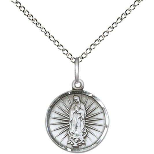 Sterling Silver Our Lady of Guadalupe Pendant - 0601FSS