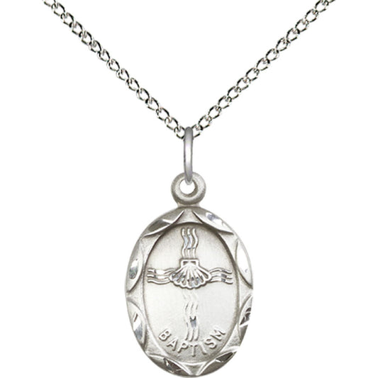 Sterling Silver Baptism Pendant - 0612BASS