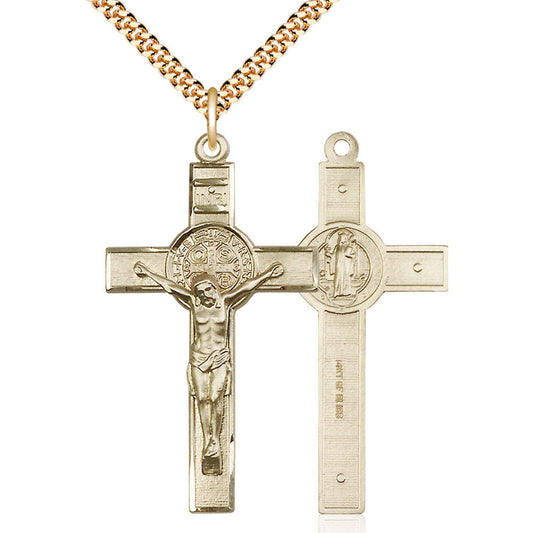 Gold Filled Saint Benedict Crucifix Pendant - 0645GF