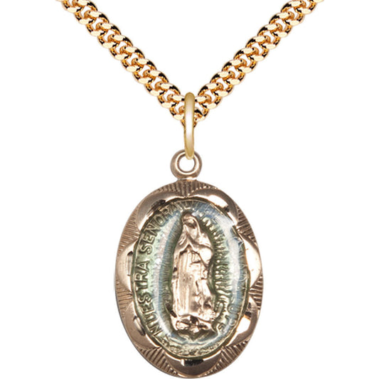 Gold Filled Our Lady of Guadalupe Pendant - 0801EFGF