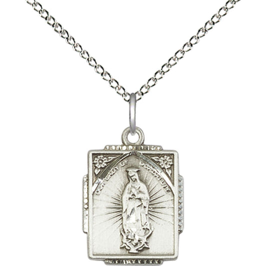 Sterling Silver Our Lady of Guadalupe Pendant - 0804FSS