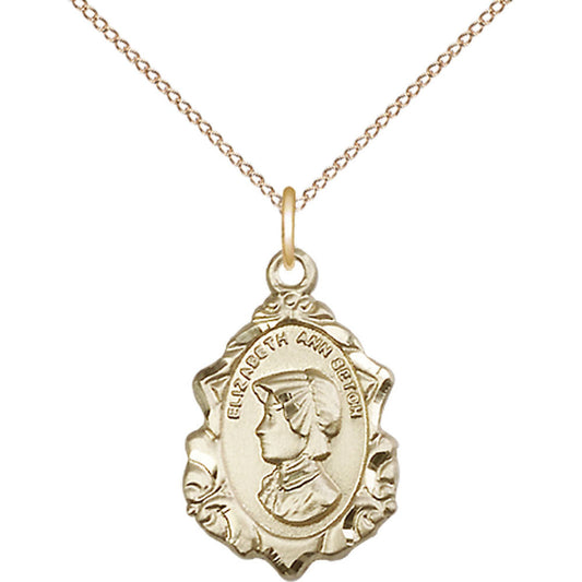 Gold Filled Saint Elizabeth Ann Seton Pendant - 0813GF