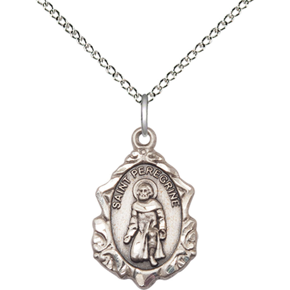Sterling Silver Saint Peregrine Pendant - 0822PSS