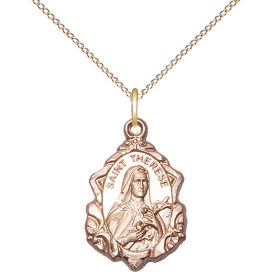 Gold Filled Saint Therese of Lisieux Pendant - 0822TEGF
