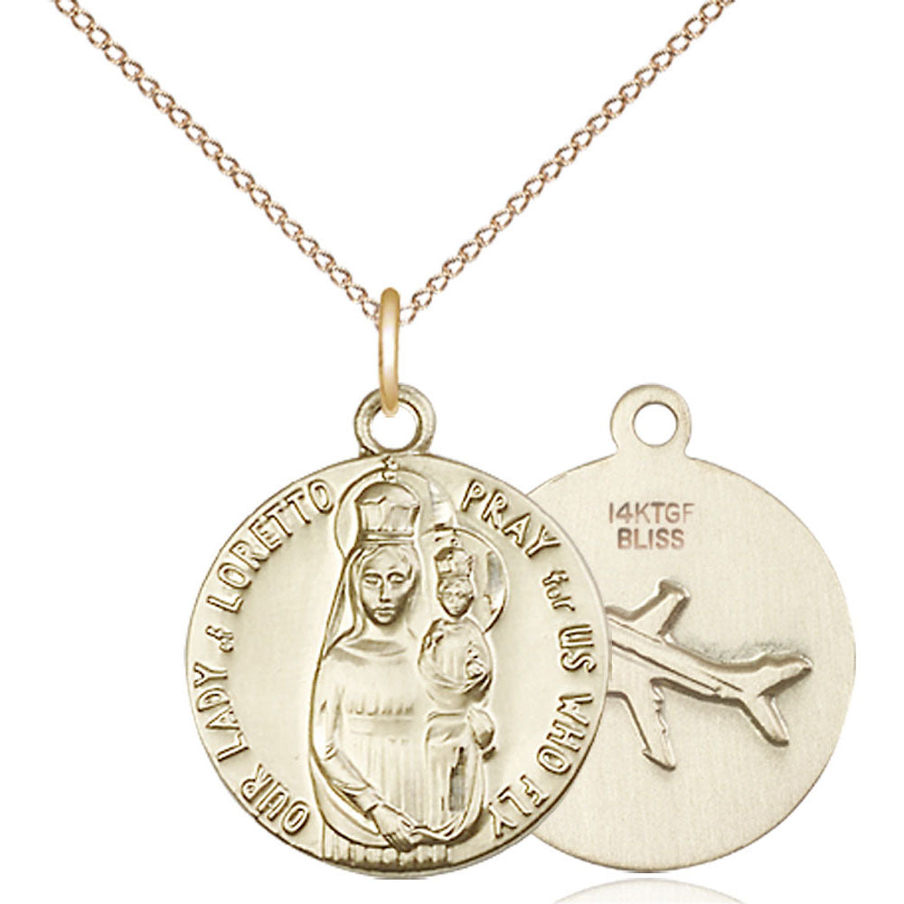 Gold Filled Our Lady of Loretto Pendant - 0826GF