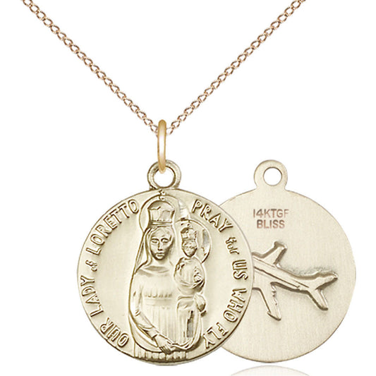 Gold Filled Our Lady of Loretto Pendant - 0826GF