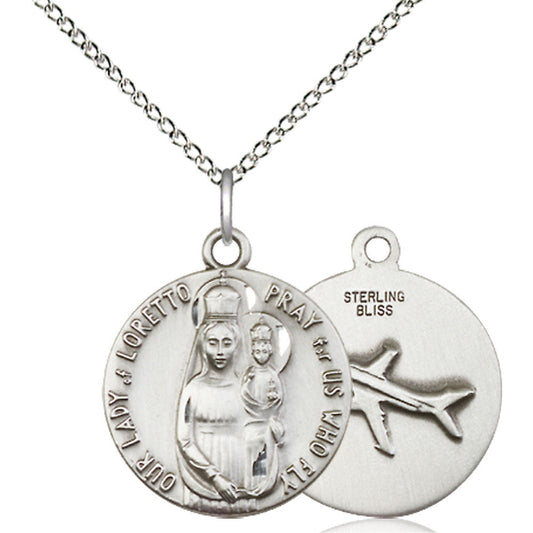 Sterling Silver Our Lady of Loretto Pendant - 0826SS