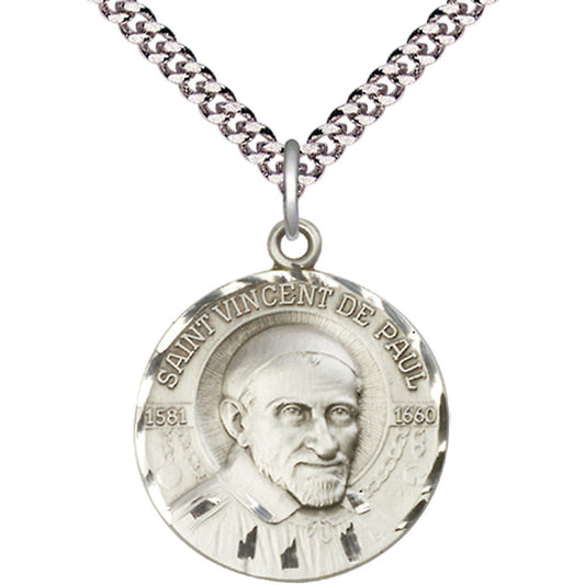 Sterling Silver Saint Vincent de Paul Pendant - 0830SS