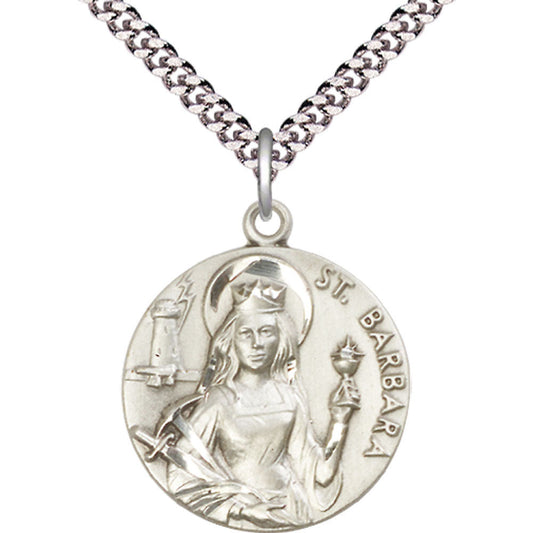 Sterling Silver Saint Barbara Pendant - 0834SS