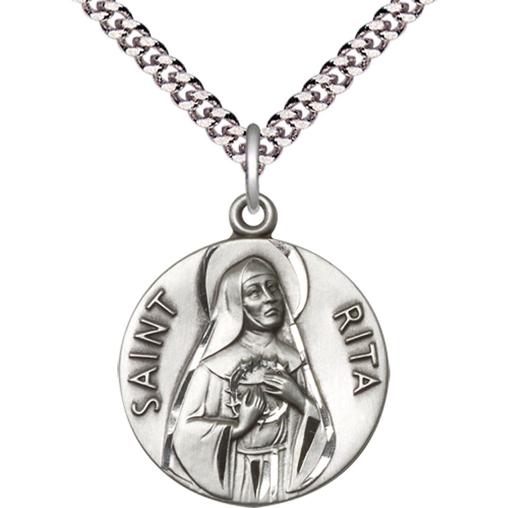 Sterling Silver Saint Rita of Cascia Pendant - 0870SS