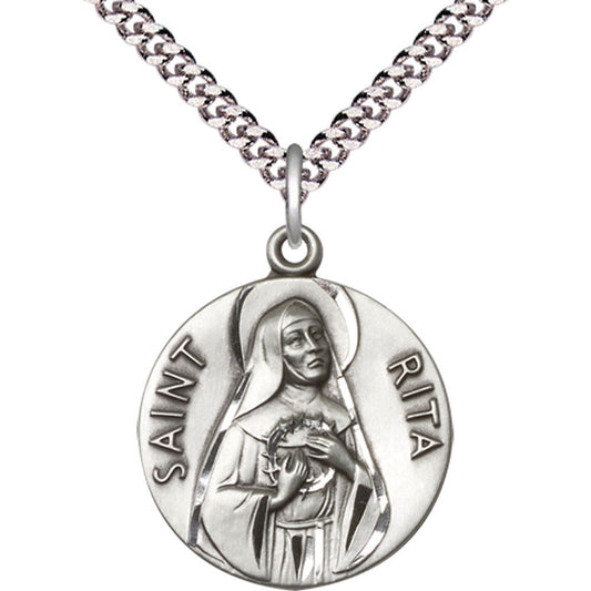 Sterling Silver Saint Rita of Cascia Pendant - 0870SS
