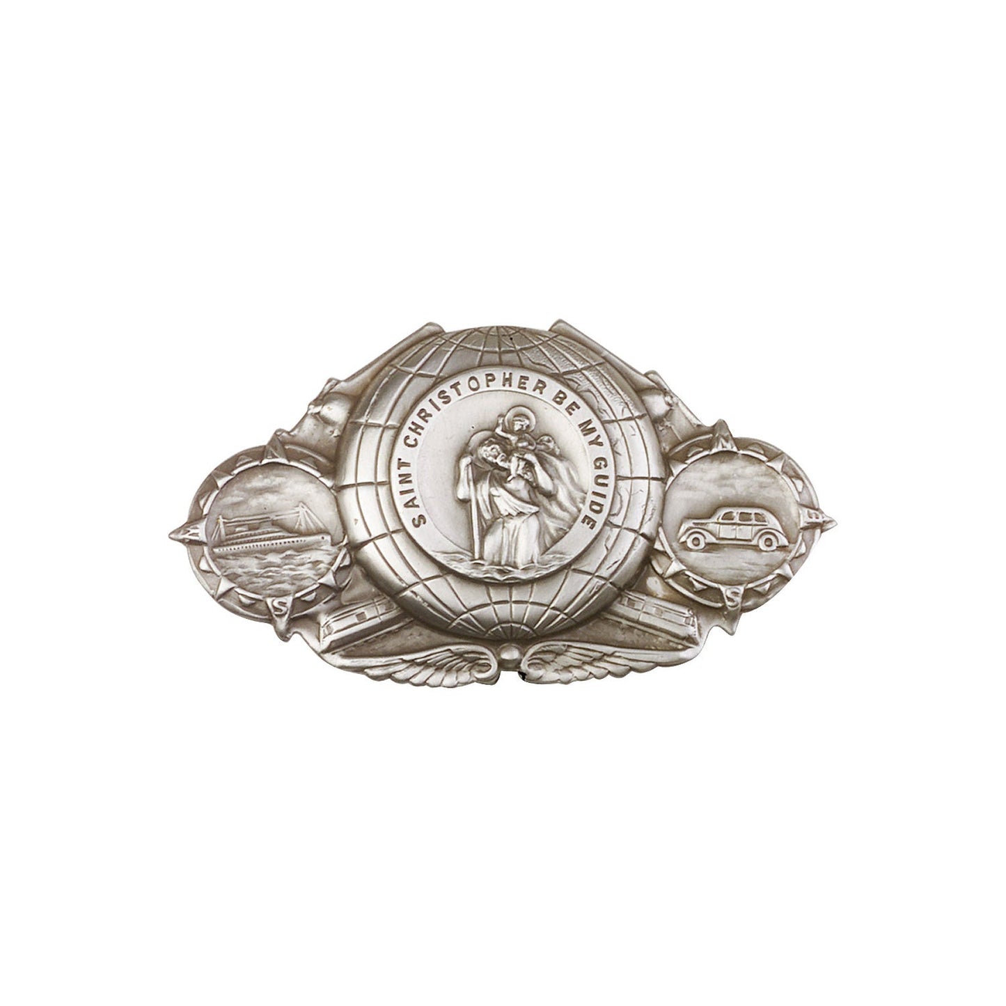 Antique Silver St. Christopher Visor Clip - 1019V