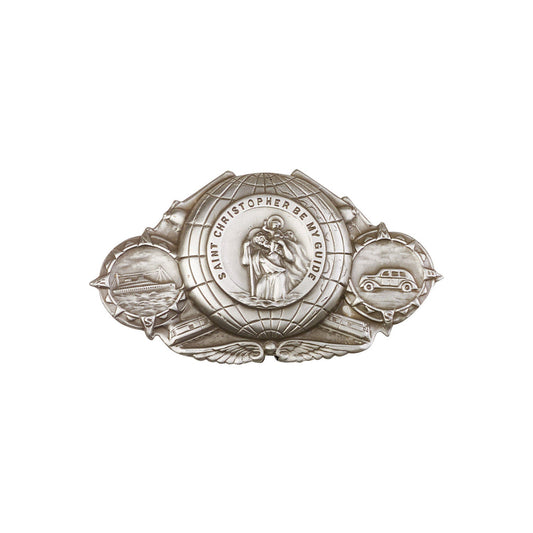 Antique Silver St. Christopher Visor Clip - 1019V