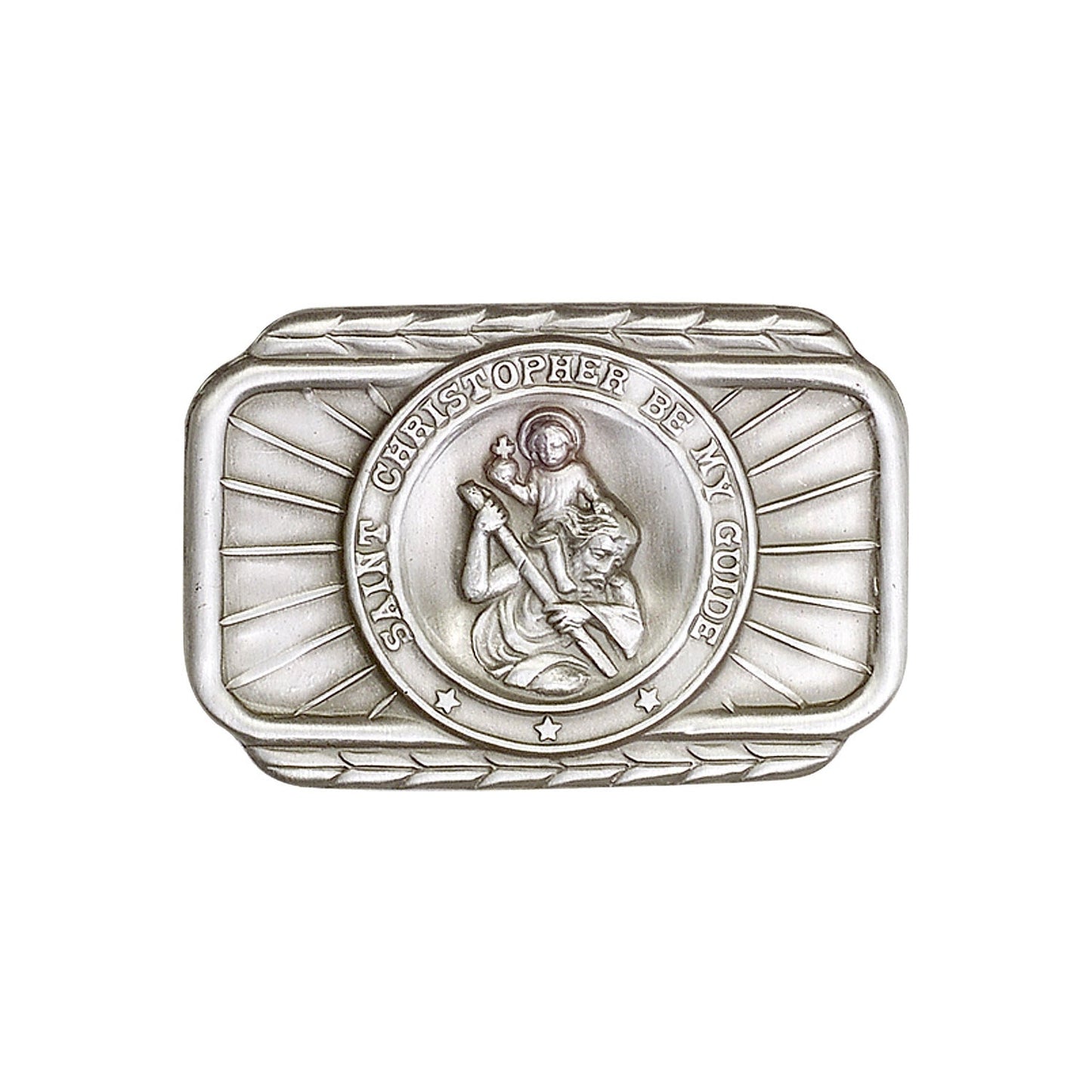 Antique Silver St. Christopher Visor Clip - 1021V