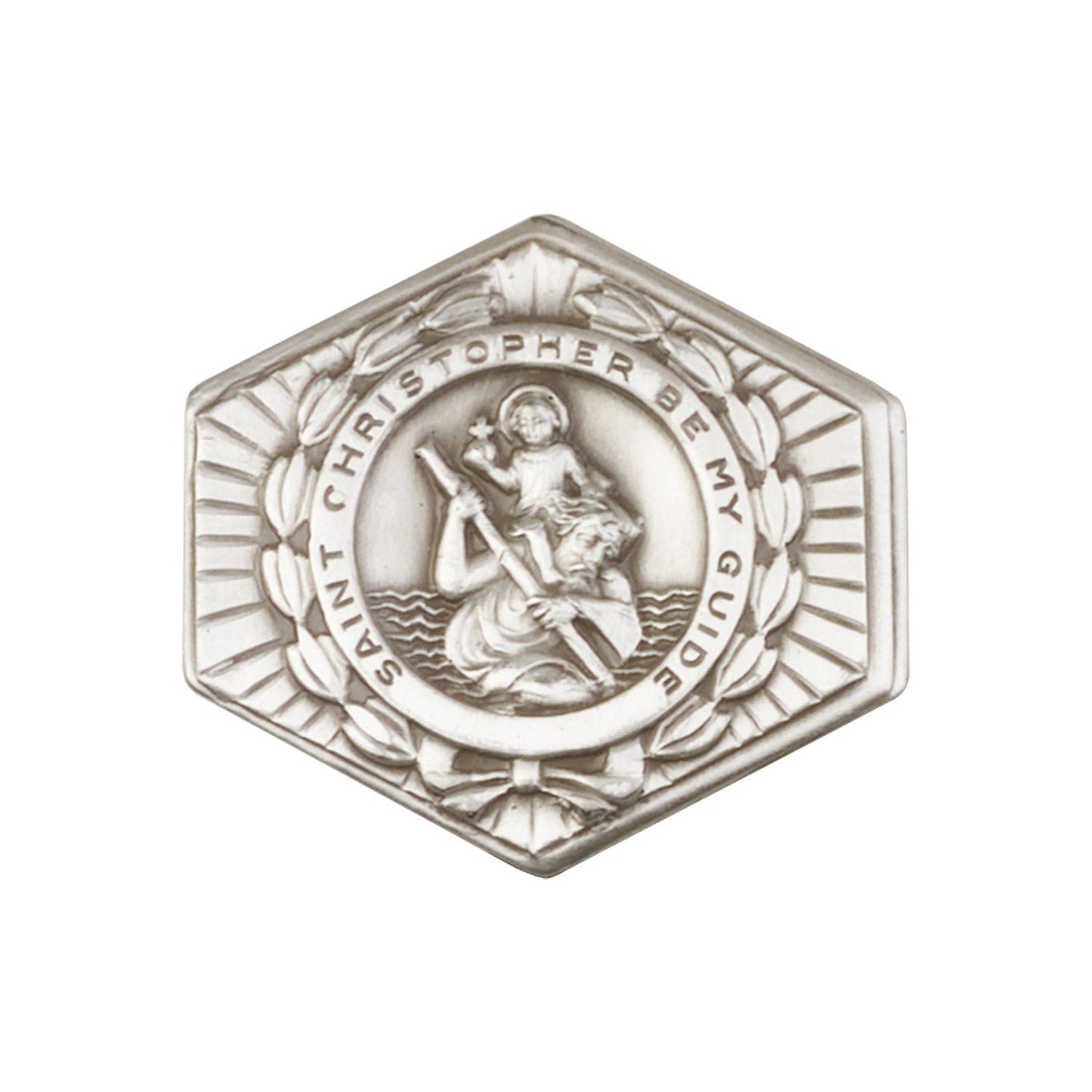 Antique Silver St. Christopher Visor Clip - 1022V