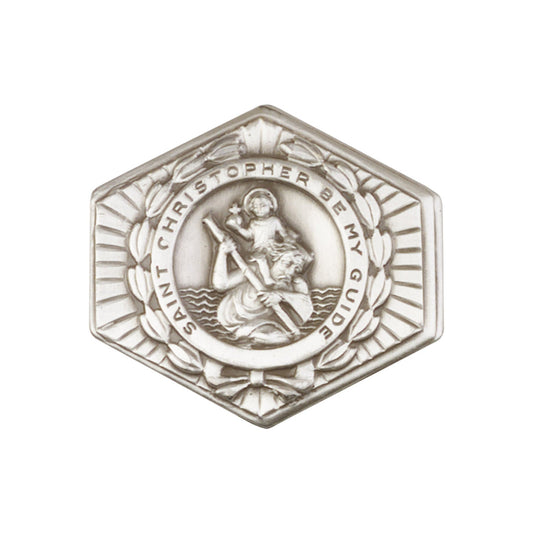 Antique Silver St. Christopher Visor Clip - 1022V