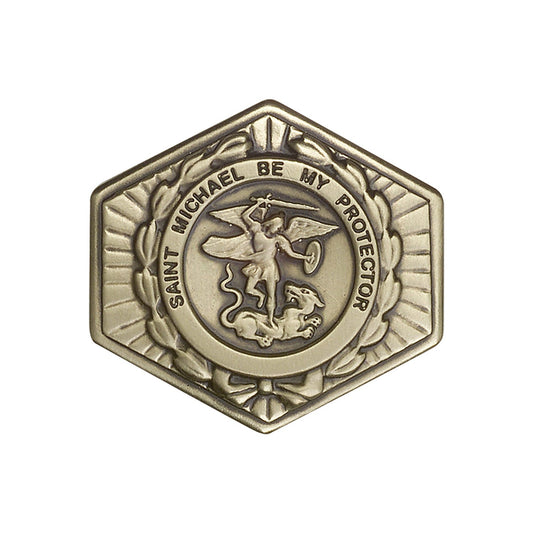 Antique Gold St. Michael the Archangel Visor Clip - 1023VG