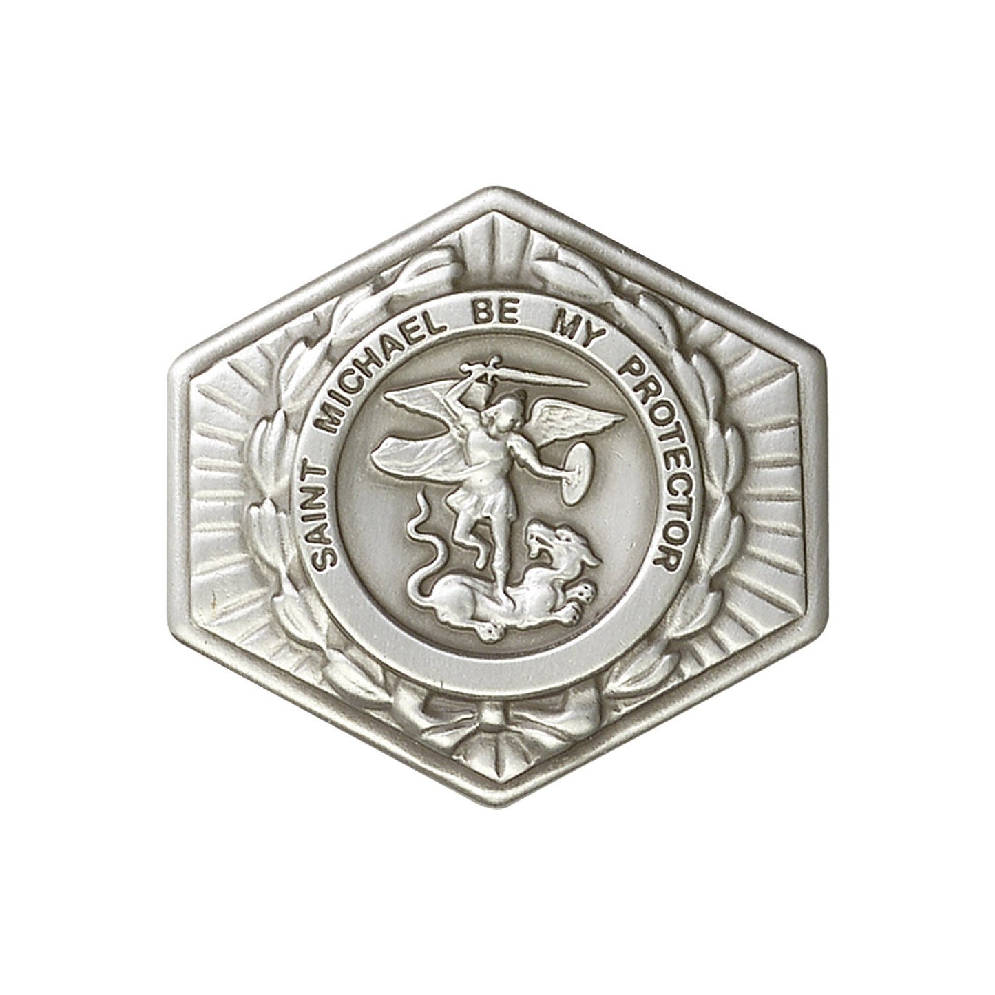 Antique Silver St. Michael the Archangel Visor Clip - 1023V