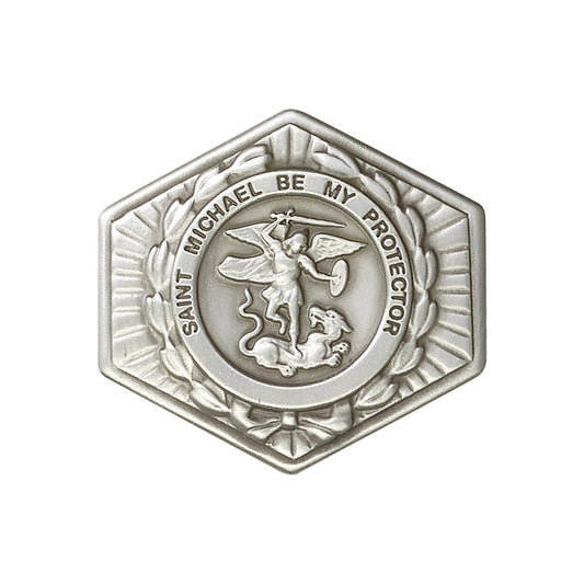 Antique Silver St. Michael the Archangel Visor Clip - 1023V
