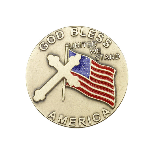 Antique Gold God Bless America Visor Clip - 1038VG