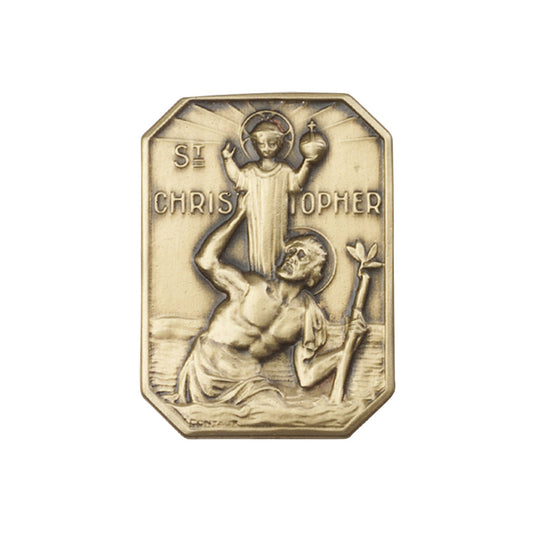 Antique Gold St. Christopher Visor Clip - 1049VG