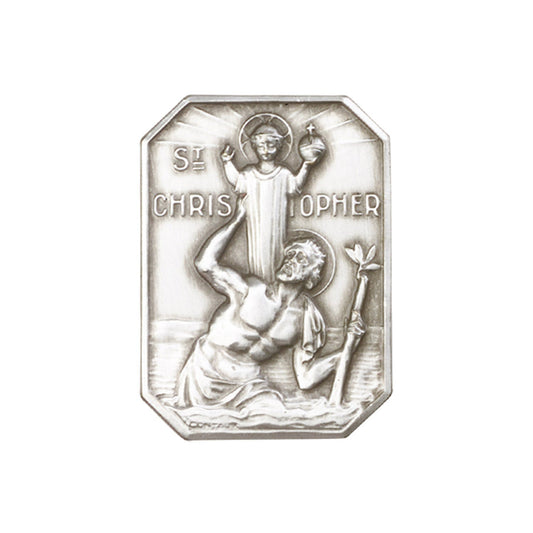 Antique Silver St. Christopher Visor Clip - 1049V