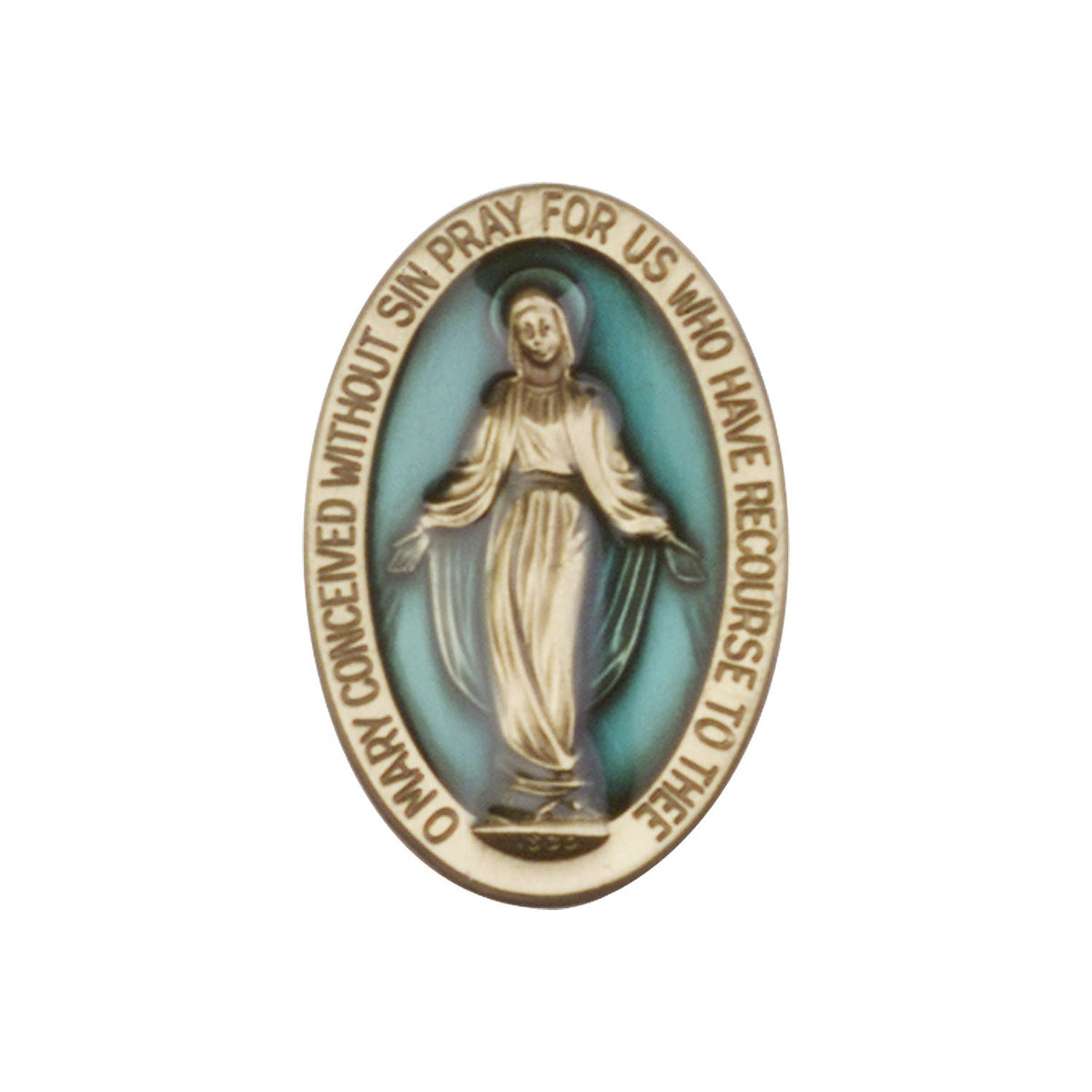 Antique Gold Miraculous Visor Clip with Blue Epoxy Finish - 1052EVG