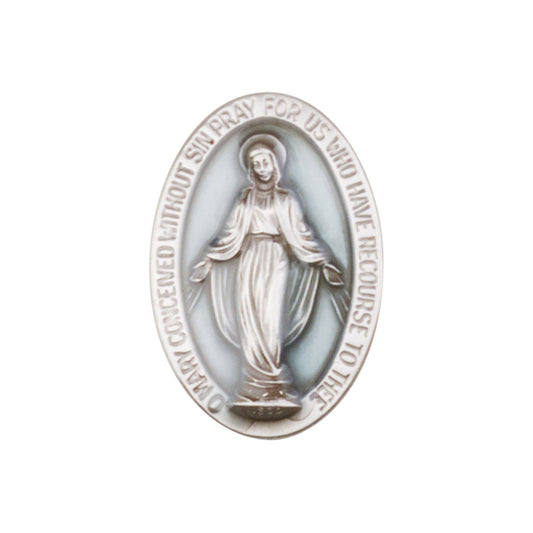 Antique Silver Miraculous Visor Clip with Blue Epoxy Finish - 1052EV