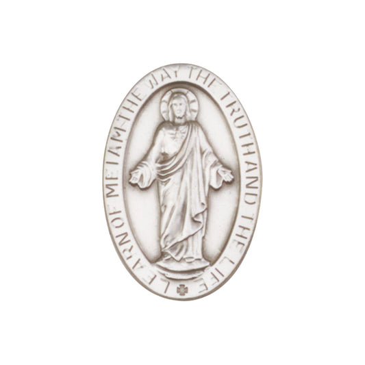 Antique Silver Scapular Visor Clip - 1053V