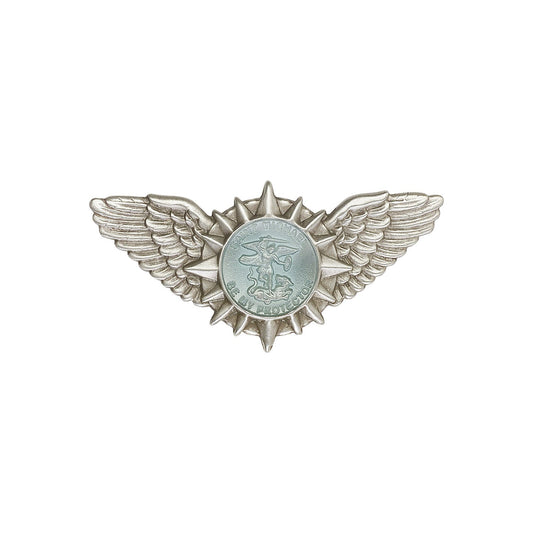 Antique Silver St. Michael / Wings Visor Clip with Blue Epoxy Finish - 1063EV