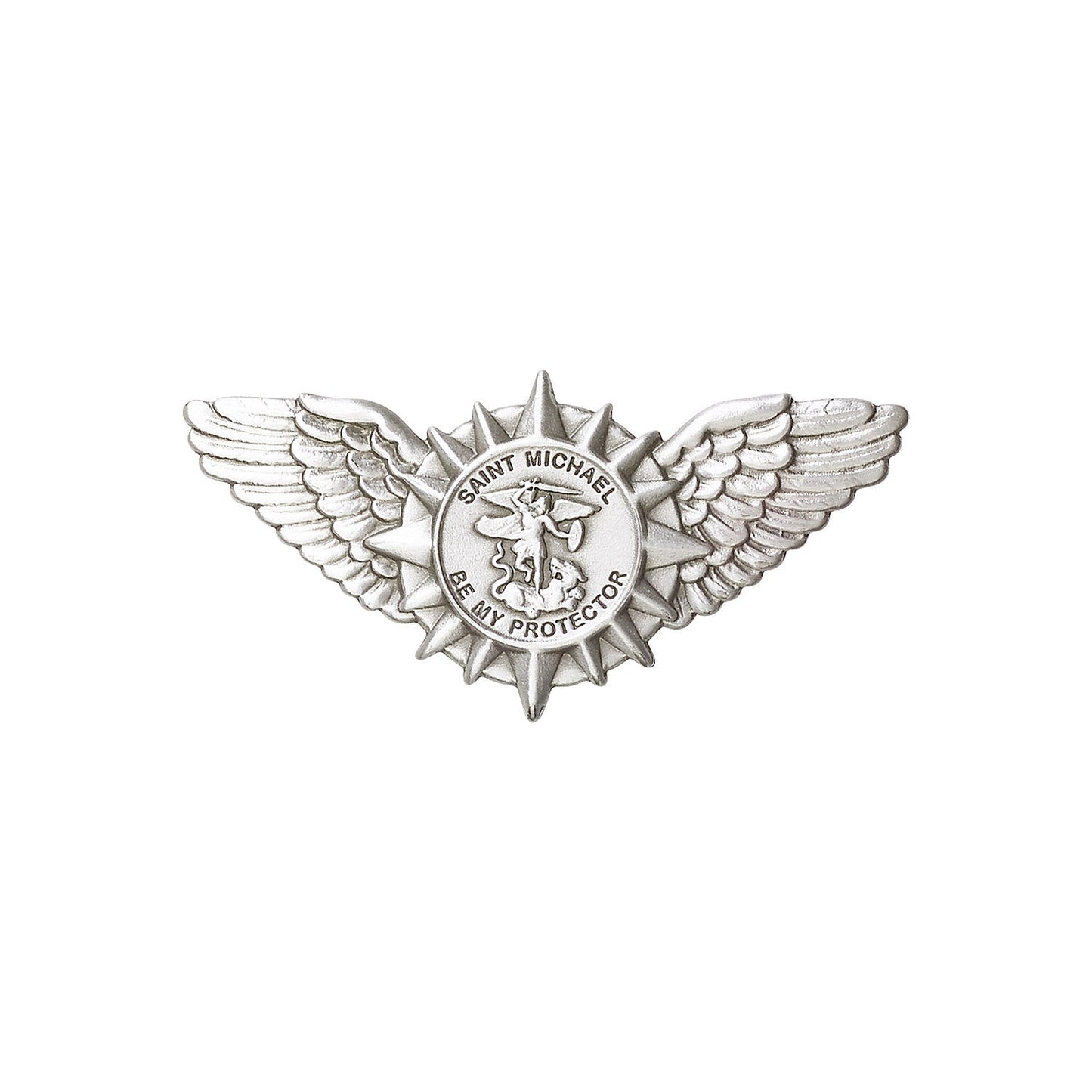 Antique Silver St. Michael / Wings Visor Clip - 1063V