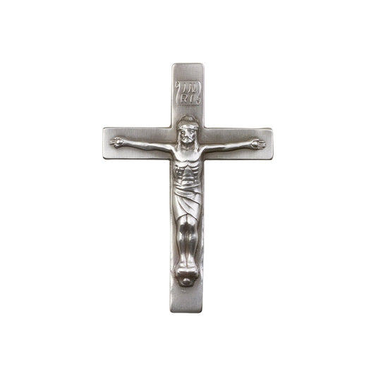 Antique Silver Crucifix Visor Clip - 1066V