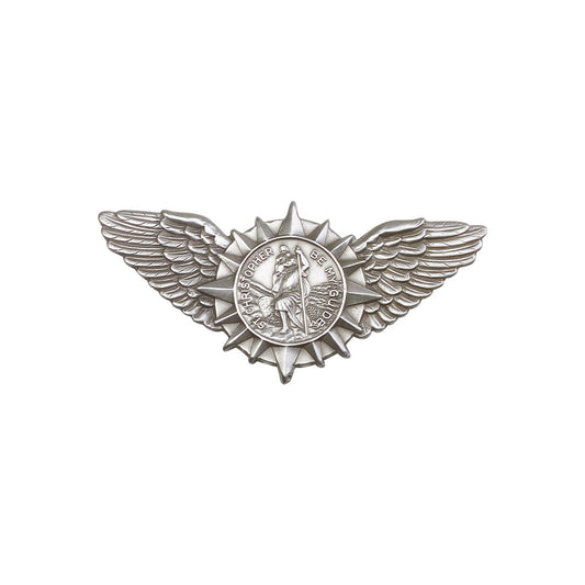 Antique Silver St. Christopher / Wings Visor Clip - 1067V
