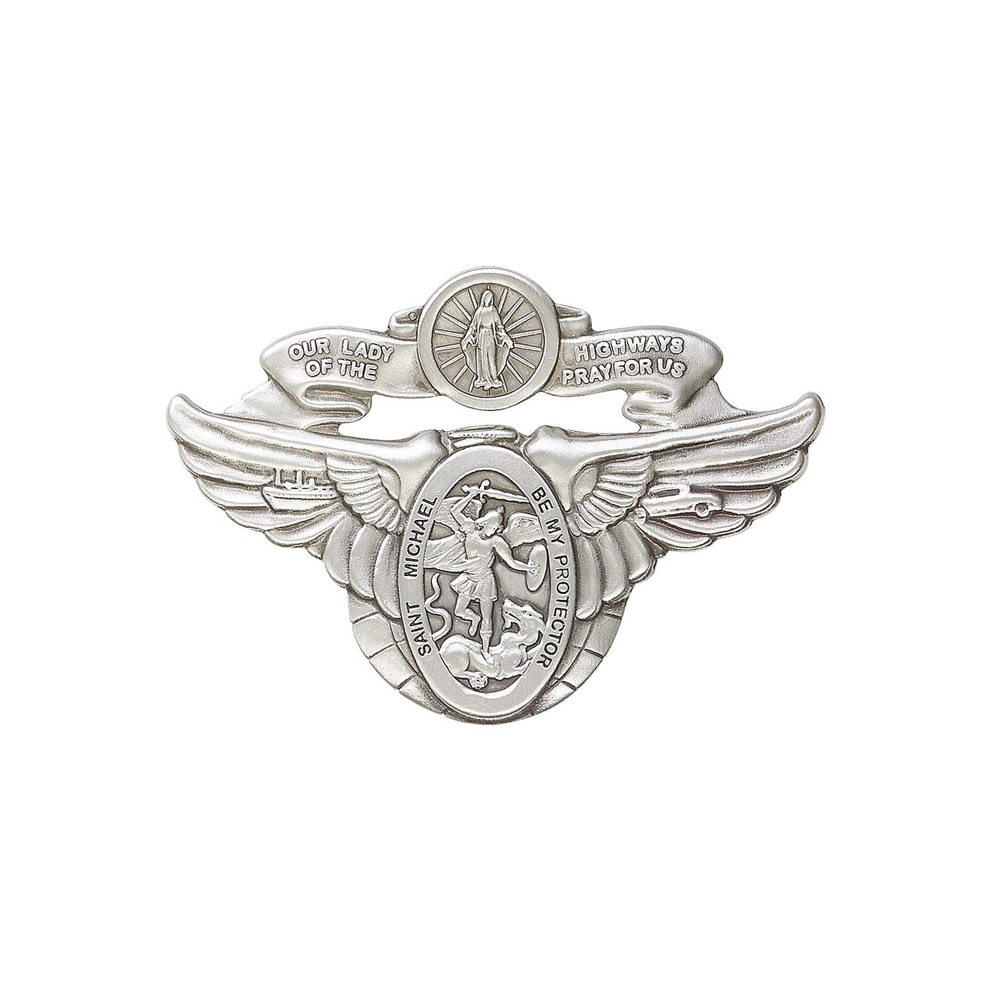 Antique Silver O/L of the Highway / St Michael Visor Clip - 1071V