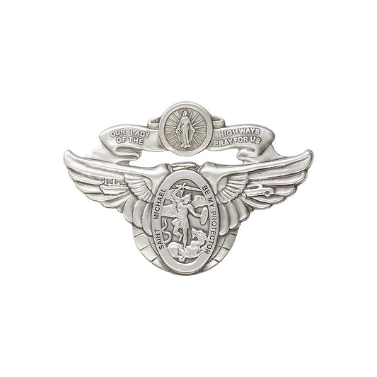Antique Silver O/L of the Highway / St Michael Visor Clip - 1071V