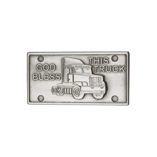 Antique Silver God Bless This Truck Visor Clip - 1077V