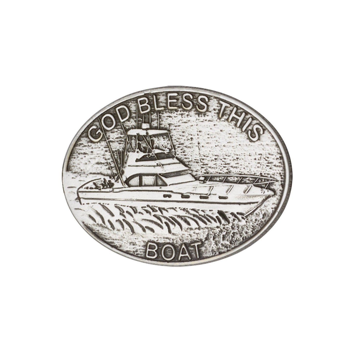 Antique Silver God Bless This Boat Visor Clip - 1078V