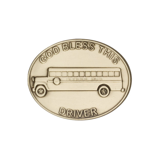 Antique Gold God Bless This Bus Driver Visor Clip - 1084VG