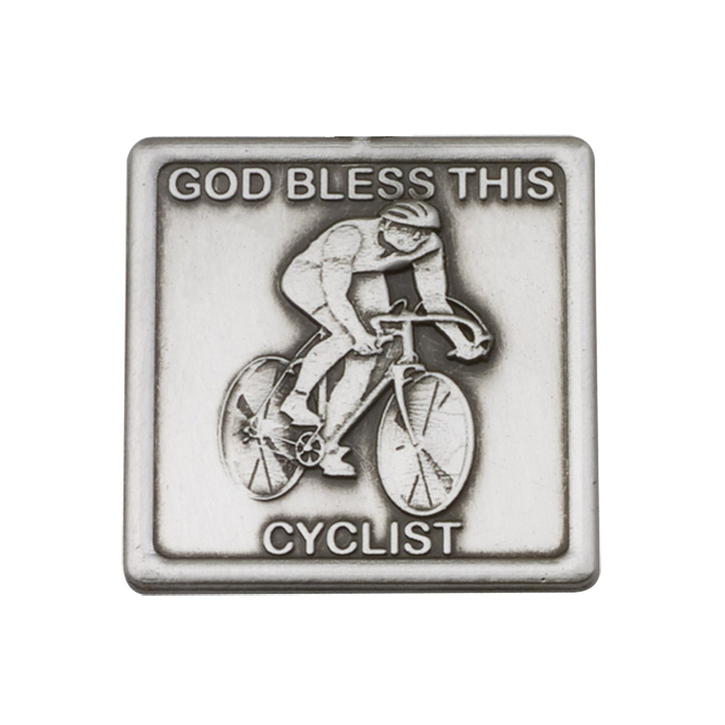 Antique Silver God Bless This Cyclist Visor Clip - 1085V