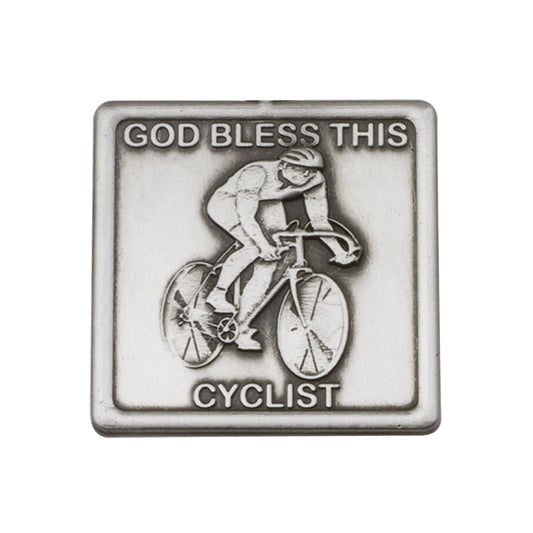Antique Silver God Bless This Cyclist Visor Clip - 1085V
