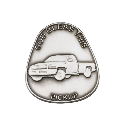 Antique Silver God Bless This Pickup Visor Clip - 1086V