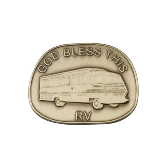 Antique Gold God Bless This Rv Visor Clip - 1087VG