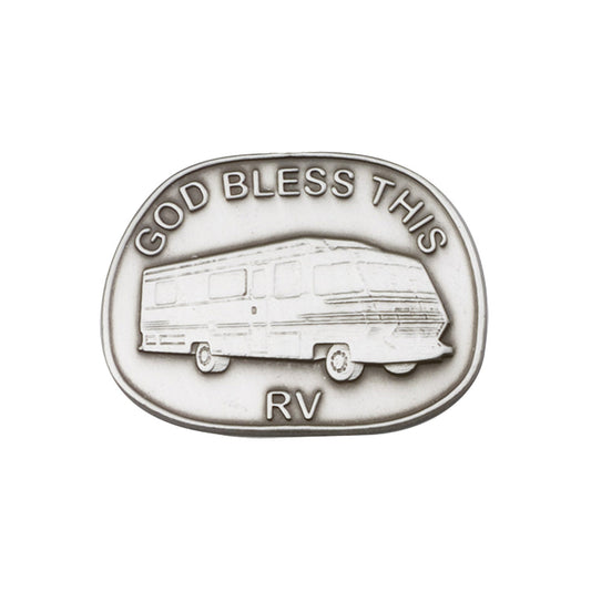 Antique Silver God Bless This Rv Visor Clip - 1087V