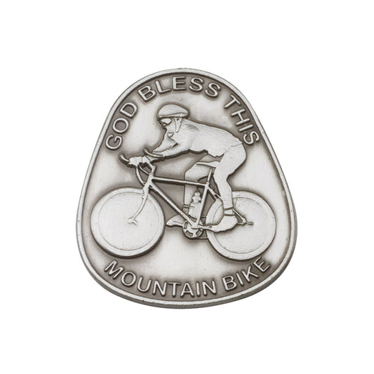 Antique Silver God Bless This Mountain Bike Visor Clip - 1089V