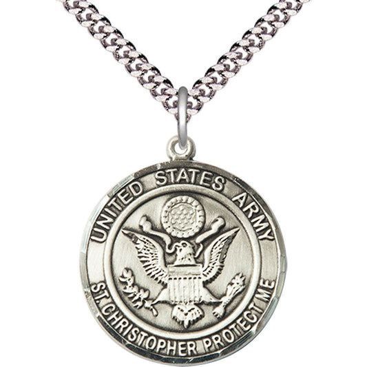 Sterling Silver Army/St. Christopher Pendant - 1182SS2