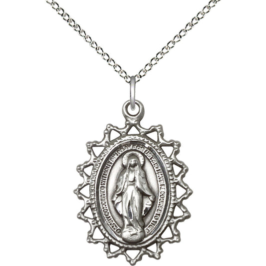 Sterling Silver Miraculous Pendant - 1619MSS