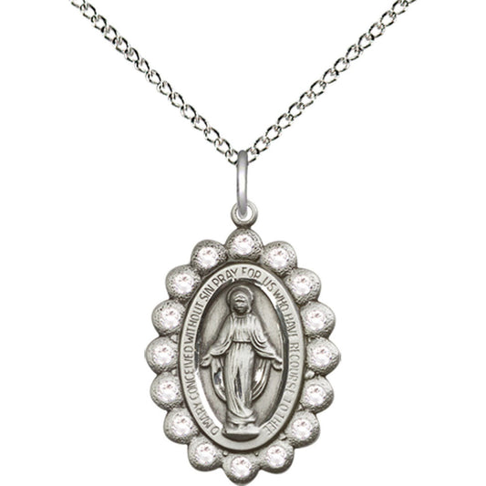 Sterling Silver Miraculous Pendant - 2009CSS