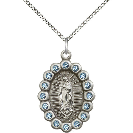 Sterling Silver Our Lady of Guadalupe Pendant - 2009FASS